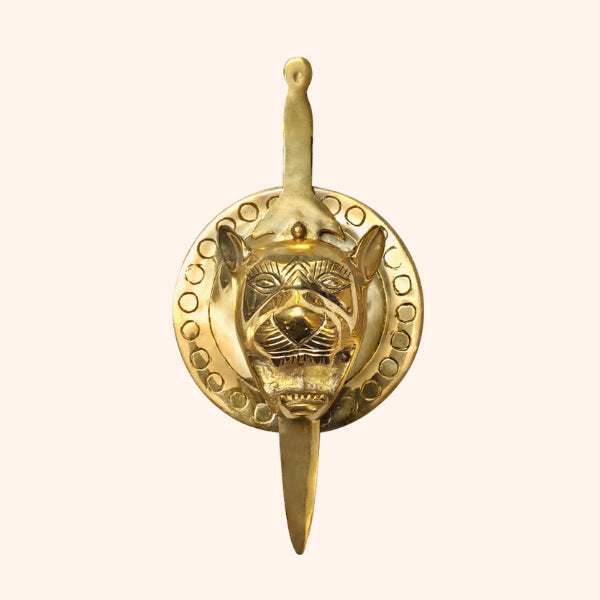 Vastu Brass Lion With Talwar Statue