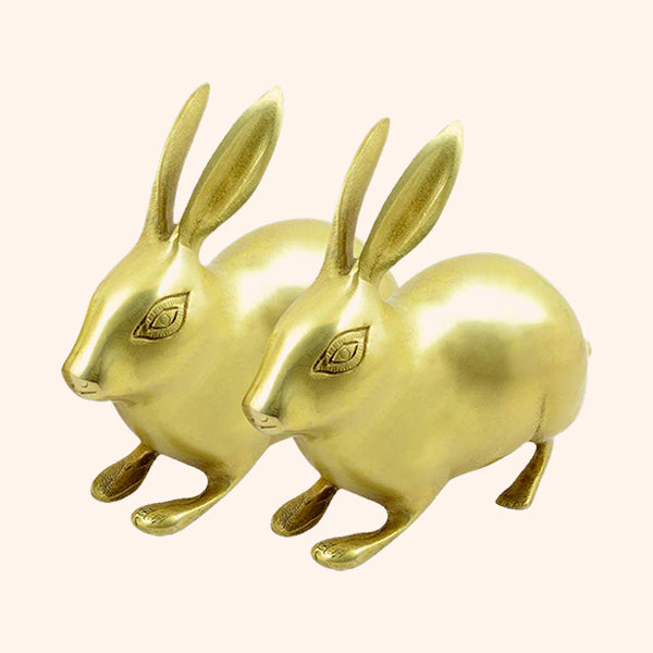 Vastu Brass Rabbit Pair Statue