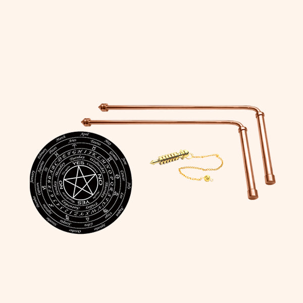 DOWSING RODS WITH BOARD AND PENDULUM KIT