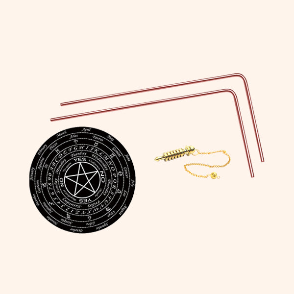 DOWSING RODS WITH BOARD AND PENDULUM KIT