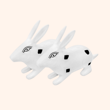 Vastu Brass Small Rabbit Pair White and Black