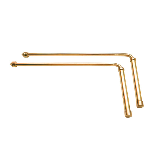 BRASS DOWSING ROD WITH METAL HANDLE.